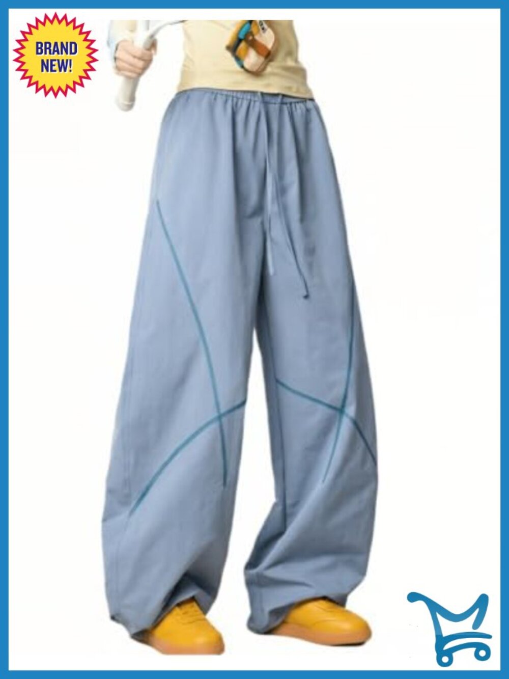 Baggy Parachute Pants Wide Leg Lounge Sweatpants Elastic Drawstring Waist